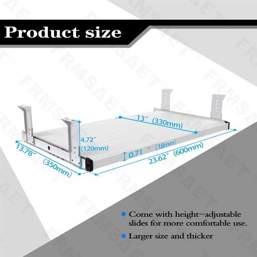 White 24 FRMSAET Furniture Accessories Office Product Suits Hardware 20/24/30 inches Keyboard Drawer Tray Wood Holder Under Desk Adjustable Height Platform(24 inches,White)