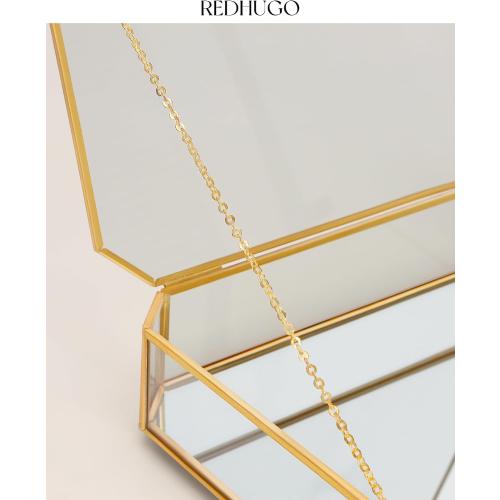 REDHUGO Large Glass Boxes for Display Handmade, Octagon, Gold