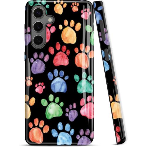 Compatible for Samsung Galaxy A36 5G Case, 2 Layer Hard Shell Silicone Cover 2 in 1 Shockproof Protective Phone Case,Animal Paw Print