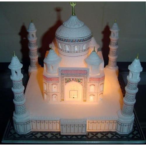 StonKraft Taj Mahal Replica, White Marble Sculpture, Handcrafted 6 inch Souvenir from India