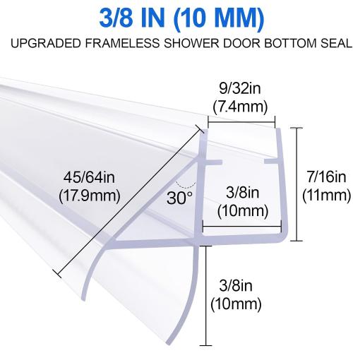 Yecaye 3 Pack 39 Frameless Shower Door Bottom Seal, 3/8 (10mm) Glass Seal Strip, Shower Door Sweep with Drip Rail, Stop Leaks and Create a Water Barrier