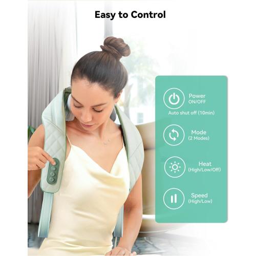 Snailax Cordless Neck Massager with Heat, Shiatsu Neck Shoulder Massager for Pain Relief Deep Tissue, 4D Kneading Shiatsu Back Massage Pillow, Gifts for Women, Men