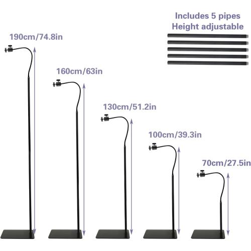 Floor Holder Stand Mount for Security Cameras with 360° Rotatable Gimbal, 27-74.8 Inch Adjustable Height Black Baby Monitor Floor Stand Compatible with 1/4 Screw Hole Camera