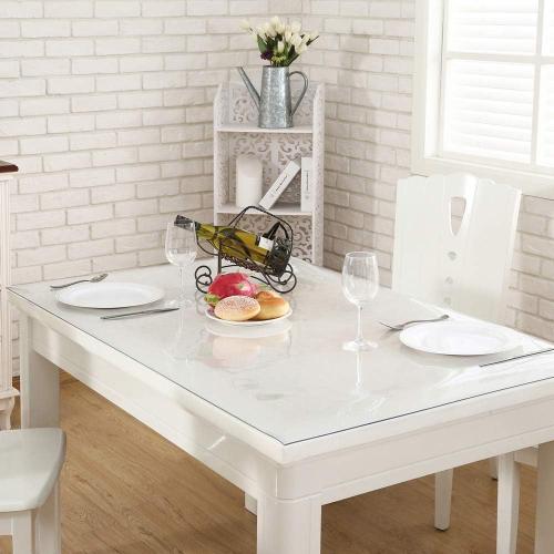 NECAUX Custom Multisize 1.5mm Thick Clear PVC Table Cover Protector - 36 x 66 Inch Table Pads for Dining Room Table Rectangular Vinyl Non-Slip Desk Pad for Coffee Table/Writing Desk