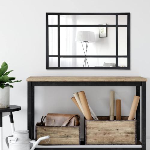 Black Rectangle Mirror, Farmhouse Decorative Wall Mirror for Entryway, Living Room, Bedroom, Hallway, Fireplace, Accent Wall Decor (Black1, 29.5 x 20)