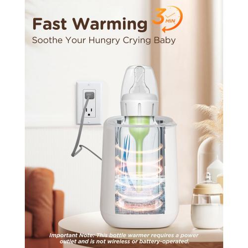 Bear Baby Bottle Warmer, Fast Warming Breast Milk Formula, White | Newborn Essentials, Time Temp Control, Automatic Shut Off, at Home Use, Water Bath Heating, Compatible with Baby Bottles