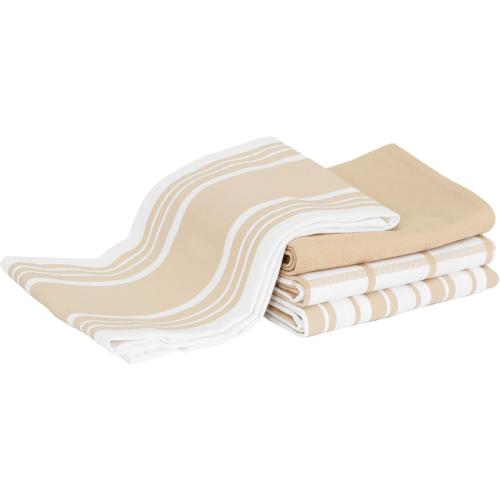 All-Clad Woven Bistro Kitchen Towels: Highly Absorbent, Super Soft Long Lasting - 100% Cotton, 20x30 Dish Towels for Cleaning & Drying Dishes, Pans, Glassware, or Countertops, (6-Pack), Cappuccino