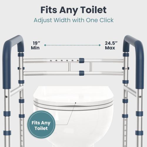 PELEGON Toilet Safety Rails (350 lb) - Adjustable Toilet Safety Frame & Rails, Toilet Safety Rail for Elderly Adults, Toilet Handles for Seniors, Toilet Bars for Elderly & Handicap