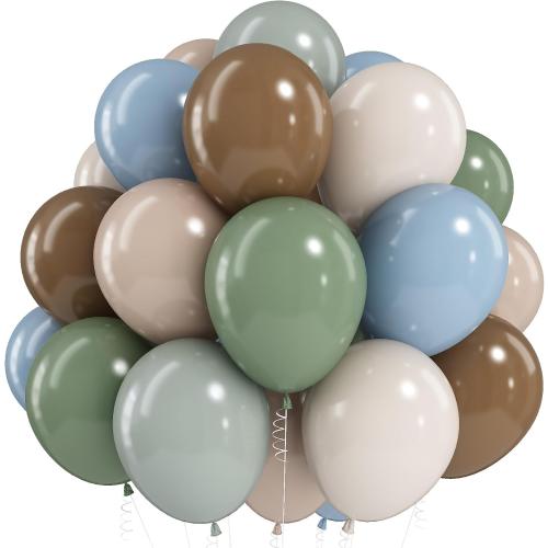 Sage Green Blue Brown Balloons, 60PCS Dinosaur Safari Wild Party Balloon