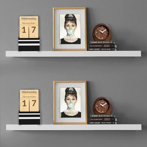 36 Inches Length Floating Shelves, 12 Inches Deep Wall Shelves for Bathroom/Living Room/Bedroom/Kitchen Decor, White Shelves with Invisible Brackets Set of 2