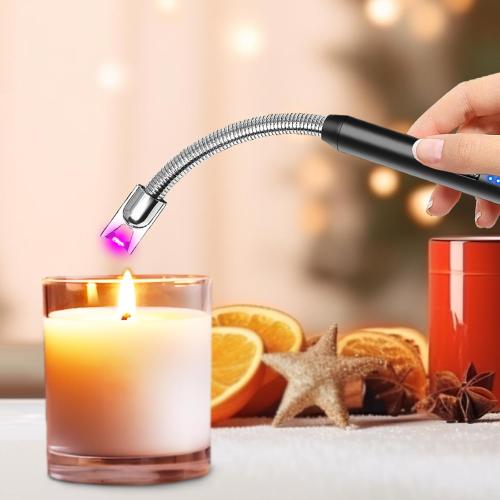 4 Pack Candle Lighter Electric Rechargeable Arc Windproof Lighters Flexible Neck Long Rotate 360 Plasma Lighter USB Flameless Lighters Candles Grill BBQ