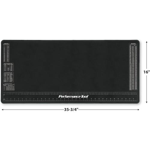 Performance Tool W88977 Neoprene Mat with Ruler and Reference Charts, Chemical Resistant, 16-Inch x 35.75-Inch, Protects Work Surface from Solvents and Oils