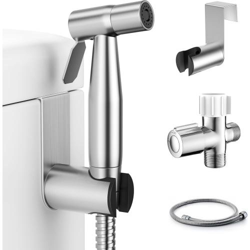 Handheld Bidet Sprayer, Muslim Shower, Adjustable Pressure | Bidet Attachment for Toliet, Adjustable Pressure, Stainless Steel Body, Feminine Wash, Cloth Diaper Rinse, Leak-Free Hose