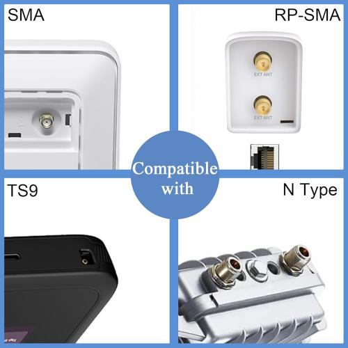 5G 4G LTE Outdoor Omni Antenna with 10ft Cable SMA Male & N Male TS9 RP Adaptor Wall & Mount Waterproof for Verizon ATT T-Mobile Sprint Router Gateway Modem Cellular Trail Camera Home WiFi Internet