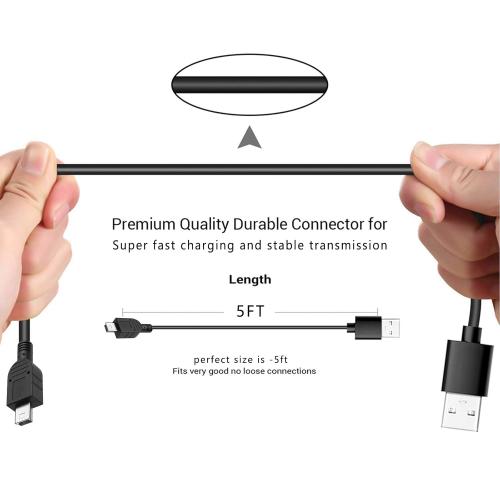 Leapfrog Replacement Charger - 5 FT Black Power Supply Cable Cord for LeapPad 3, Platinum, Ultra, LeapReader, Kids Tablet