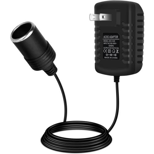 inShareplus 12V 2.5A 30W AC to DC Converter, 12 Volt Cigarette Lighter Adapter, 110V to 12V Car Lighter to Wall Outlet Adapter, Power Supply for Car Devices (MP3, Fan, Dash Cam)