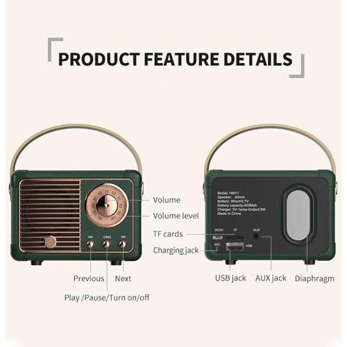 Dosmix Retro Bluetooth Speaker, Vintage Decor, Mini Wireless Bluetooth Speaker, Cute Old Fashion Style for Kitchen Desk Bedroom Office Party Outdoor Accessories for iPhone Android (Green)