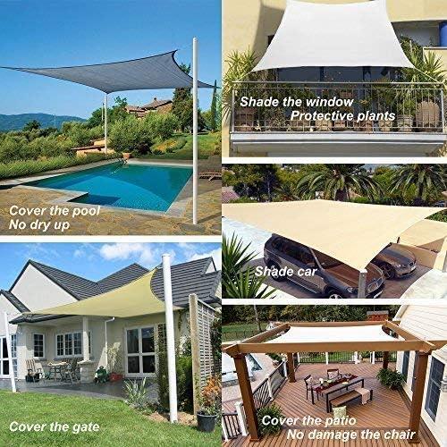Rectangle Sun Shade Sail Canopy, 16' x 20' Outdoor Shade Cloth Patio Cover - Sunshade Sails Awning Shelter for Deck Garden Lawn Yard (Sand)