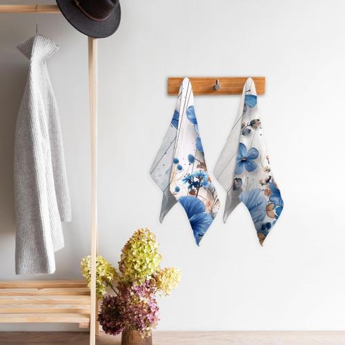 Vintage Blue Flowers Bath Hand Towels Absorbent Butterfly Daisy Decorative Hand Towels for Bathroom Kitchen Home Spa Hotel Yoga,Bathroom Decor Accessories Gifts for Women Man 14x28