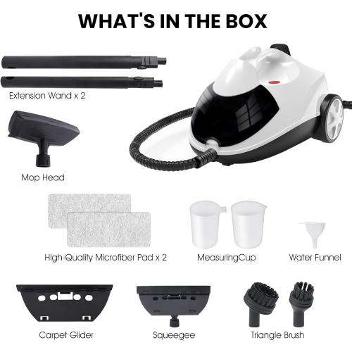 Steam Cleaner 1.5L Steamer for Cleaning Fast Heating 6-in-1 Multi-Surface with 8 Accessories UL499 Certified Heavy Duty Steam Cleaner for Home, Car, Floors, Sofas, Tiles, Grout Steam Cleaners
