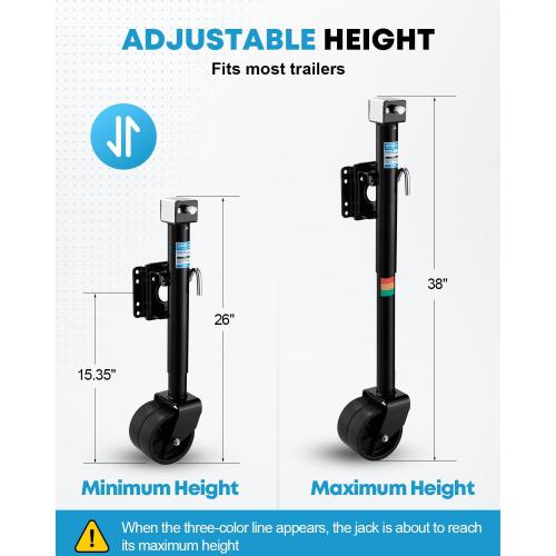 Kohree 2000 lbs Trailer Jack with Dual Wheel, 20-24V Cordless Drill Compatible, Heavy Duty Bolt on Trailer Tongue Jack for RV, Boat, Black, 12 Lift