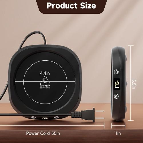 Coffee Mug Warmer - Coffee Cup Warmer for Desk Auto Shut Off, Smart Electric Candle Warmer Beverage Warmer for Coffee, Tea, Water, Milk and Coco, 5 Temperature Settings & 1-12H Timer