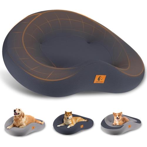 Orthopedic Dog Beds for Large/Medium Dogs, 9'' Thick Pure Memory Foam Dog Bed with Removable Washable Cover, Waterproof Couch Pet Bed, 60D High Density, Chewproof, Easy Clean, Dark Grey