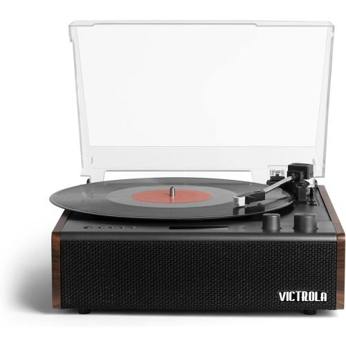 Victrola Eastwood Signature – Bluetooth Record Player – 3-Speed Turntable, Built-in Speakers, Premium MM Cartridge, Vinyl Stream for Wireless Streaming, Removable Dust Cover, (Espresso)