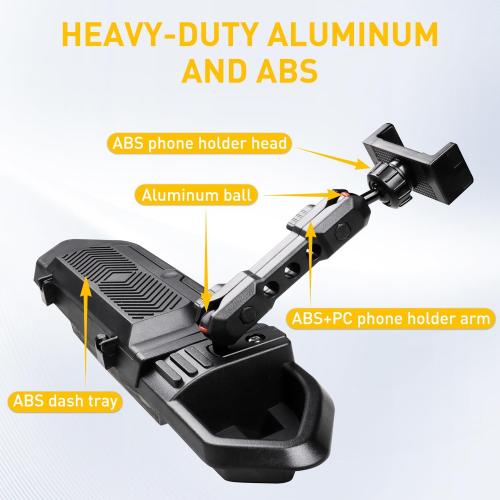 Dash Phone Mount Holder Compatible with 2018 2019 2020 2021 2022 2023 Jeep Wrangler JL 2/4 Door Gladiator JT, Center Console Storage Box Dashboard Tray, 360° Rotate Anti-Shake Jeep Accessories