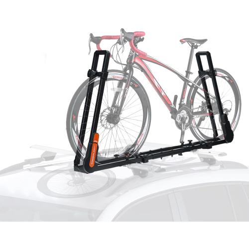 TOOENJOY Rooftop Bike Rack for Car SUV, Upright Roof Mount Bicycle Rack with 2 Arms for Movable Crossbar, 1 Bike Carrier