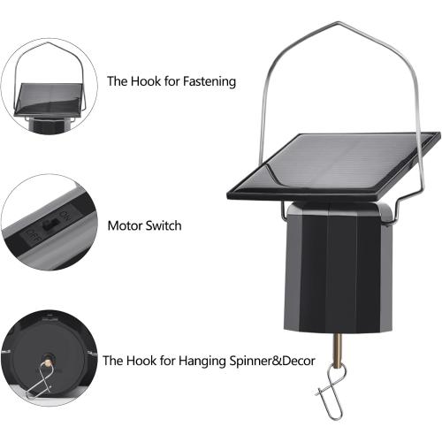 Wind Spinner Motor Solar Powered Mobile Rotating Hanging Ornament Outdoor for Garden Yard Chimes, Eco-Friendly Energy Operated Display (1 Pcs)