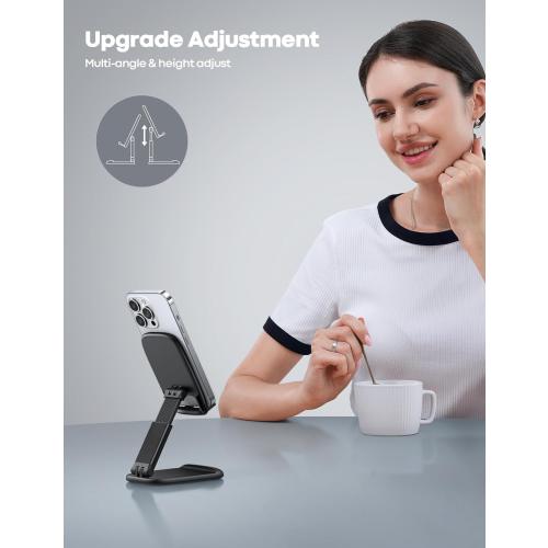 Lamicall Cell Phone Stand for Desk - [Height Adjustable] Foldable Mobile Phone Holder, Portable Stand for iPhone 17 16 15 14 13 12 11 Pro Max Plus Air, Galaxy S25, Telephone, Office Gift Accessories
