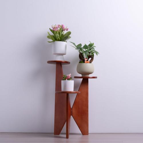 Elegant 3 Tier Plant Stand – Modern Indoor Corner Decorative Shelf, Pine Wood with Mid-Century Design, Suitable for Small Spaces, Easy Assembly, Ideal for Plant Display, Vertically Elevates Plants-AAA
