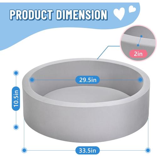 Wilwolfer Foam Ball Pit for Toddlers, Large Baby Ball Pit for Babies with Soft Memory Sponge, Indoor Outdoor Baby Playpen, Kids Play Ball Pool, Gift Toys for Infants Boys and Girls (Gray, NO Balls)