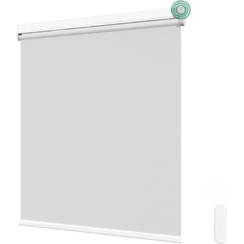 Size 33x72 Color White Allesin Motorized Roller Blinds with Remote Control for Windows, Blackout Smart Roller Shade, Battery Powered Electric Smart Blind (White 33 W x 72 H)