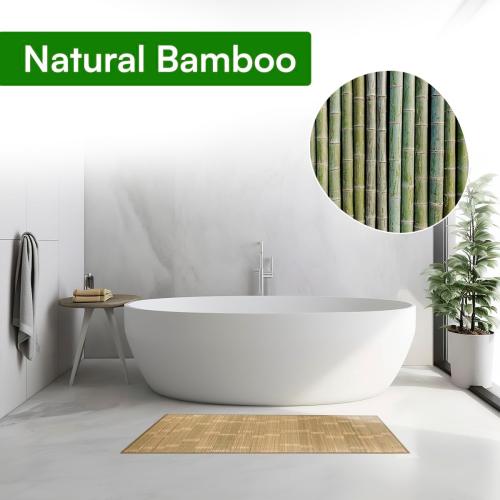 70 x 35 inch Natural Bamboo Area & Kitchen Rug | Bath & Shower Mat | Indoor Runner Mat | Anti-Slip and Roll-Up (Carbonized, 70 x 35 inch)