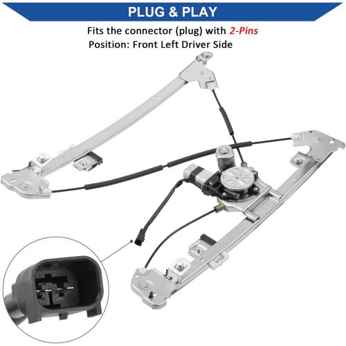 Obaee Window Regulator with Motor Front Left Driver Side, Replace 741-428 | Compatible with Ford F-150 2004-2008, Lincoln Mark LT Base 2006-2008, Standard Cab or Crew Cap, Only with 43.5'' wide doors