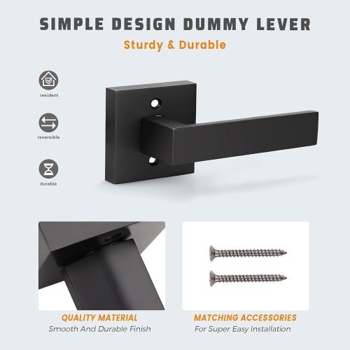 2 Pack Heavy Duty Dummy Door Lever Dummy Door Handle, Single Sided Handle for Interior Use in Matte Black Finish, for Both Right/Left Handing 0.93 lb One Lever