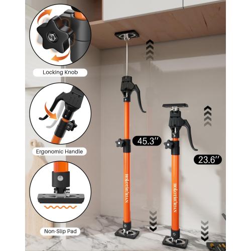 HOLOTHURIAN Cabinet Jack Support Pole,23.6-45.3 inches Third Hand Tools Adjustable Support Pole, 3rd Hand Support System for Upper Cabinet Installation, 200 LB Capacity, 4-Pack