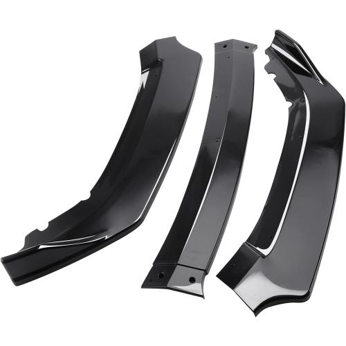 MotorFansClub 3pcs Front Bumper Lip Splitter Fit for Honda Civic 2016 2017 2018 Trim Protection Splitter Spoiler, Glossy Black