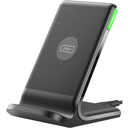 INIU Wireless Charger, 15W Fast Qi Certified Wireless Charging Station with Sleep-Friendly Adaptive Light Compatible with iPhone 16 15 14 13 Pro XS 8 Plus Samsung Galaxy S25 S24 S23 Note 20 Google etc