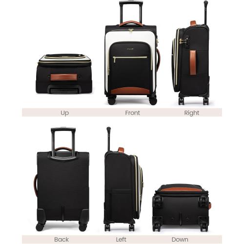 LOVEVOOK Carry On Luggage 22x14x9 Airline Approved, 20 Inch Softside Suitcases with Wheels, Lightweight Spinner Carry on Suitcase with TSA Lock, Water-Resistant Large Capacity Luggage for Travel