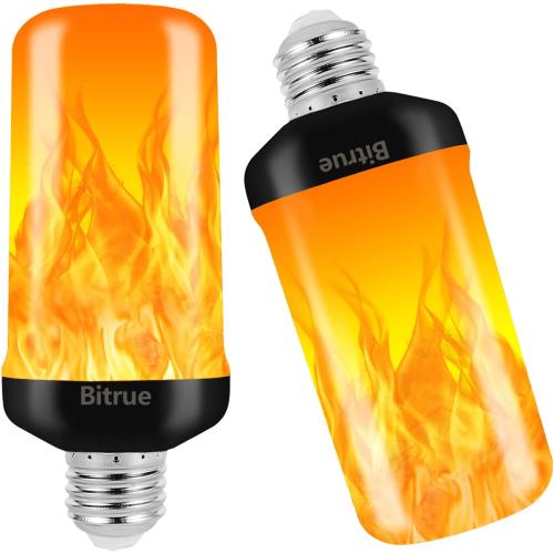 Bitrue LED Flame Effect Light Bulb, 4 Modes Flame Light Bulbs, E26 Base Fire Light Bulb with Gravity Sensor,Flickering Light Bulbs Hallowee Home Party(2 Pack)