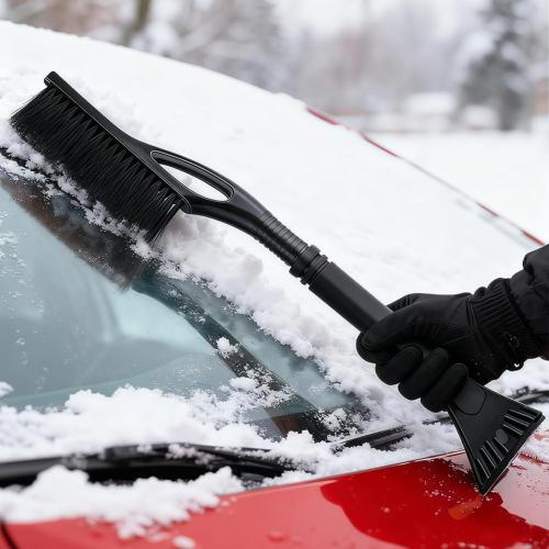 24 Car Snow Brush and Ice Scrapers for Car Windshield, Detachable Snow Scrapers Car Accessories - Black