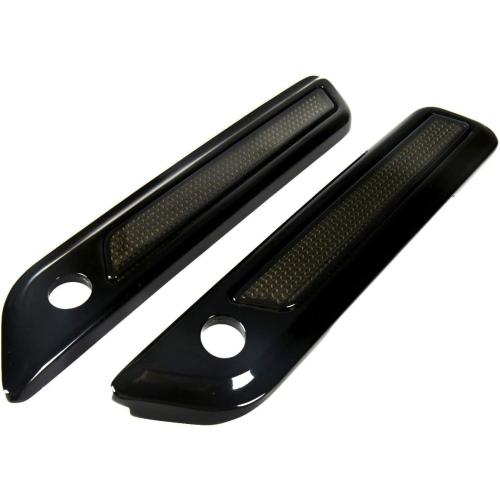 Black Saddlebag Outer Lid Hinge Latch Covers For Harley Touring Electra Road Street Glide 2014-2023 (Black Smoke)