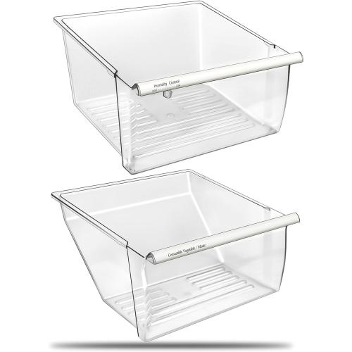[2 Pack] Upgraded 2188656 Fridge Crisper Drawer UPPER Humidity Control Drawer & 2188664 Crisper Bin LOWER Refrigerator Drawer Replacement For Kenmore Whirlpool Fridge Drawer Parts WRS325FDAM04 Drawer