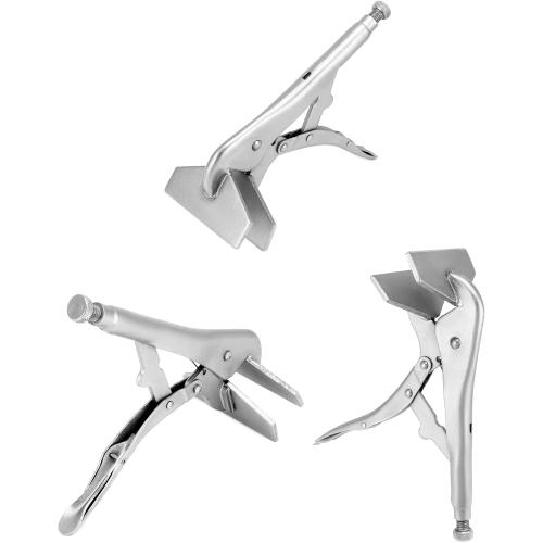 QWORK 10 Locking Sheet Metal Clamp, 2 Pack Welding Locking Plier Tools, Heavy Duty Sheet Metal Grip Tool, Adjustable Opening Nickle Plated Welding Plier