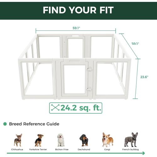 FXW AuraSpace Acrylic Indoor Dog Playpen for Puppies and Small Dogs, 24 Inch, 12 Panels, White