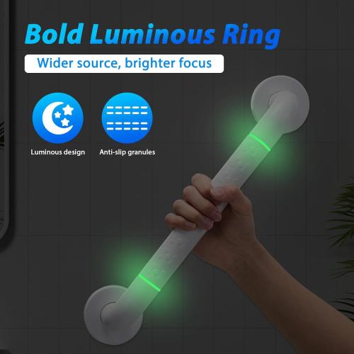 2 Pack 16 Inch White Shower Grab Bar,Bath Grab Rails with Anti-Slip Grip and Safety Luminous Circles,Stainless Steel Bath Handle Bathroom Grab Bar for Seniors, Elderly, Handicap