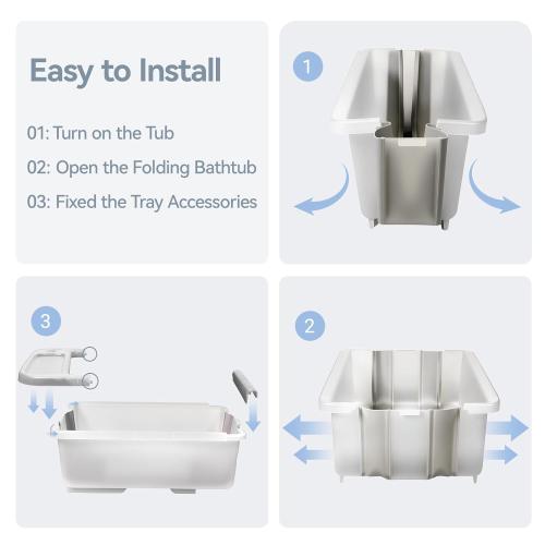 Collapsible Baby Bathtub - Large Capacity Baby Bath Tub with Thermometer & Soft Cushion | Portable Travel Newborn Infant Bathtub | Foldable Toddler Bathtub for Baby 0 to 36 Months (no Stand)
